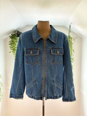 Classic Blue Denim Zip-Up Jacket